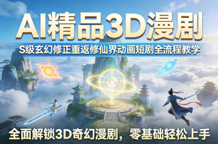 AI精品3D漫剧S级玄幻修正重返修仙界动画短剧全流程教学，全面解锁3D奇幻漫剧，零基础轻松上手-hl998