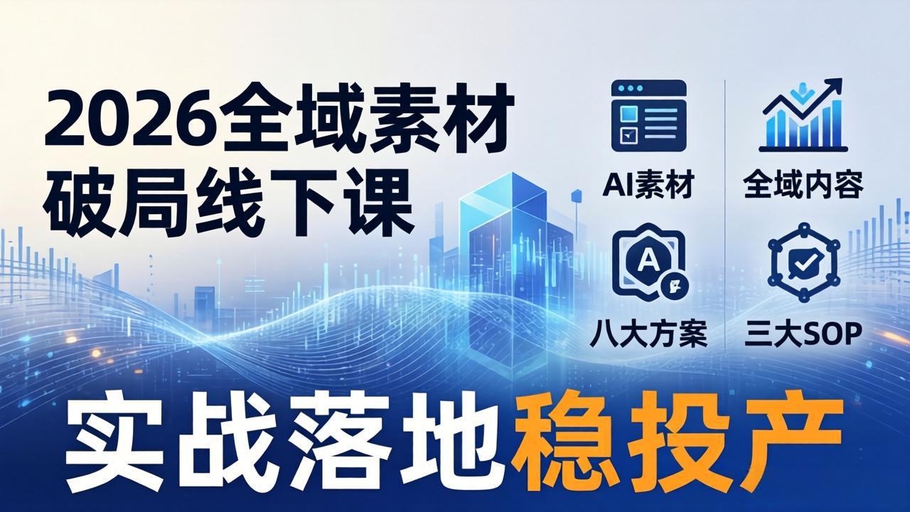 2026全域素材破局线下课：AI素材+全域内容+八大方案+三大SOP，实战落地稳投产-hl998