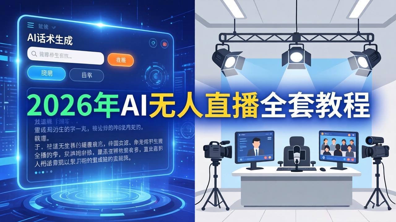2026年AI无人直播全套教程：OBS安装+软件配置+直播间搭建+话术生成+一键开播实操-hl998
