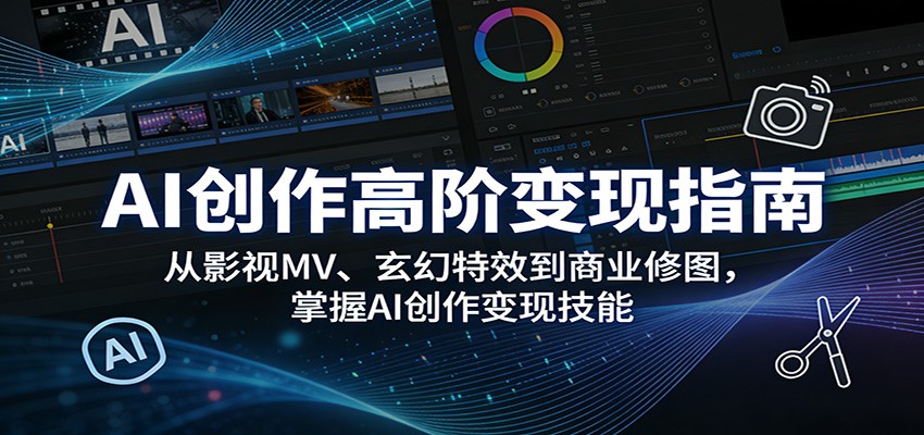 AI创作高阶变现指南：从影视MV、玄幻特效到商业修图，掌握AI创作变现技能-hl998