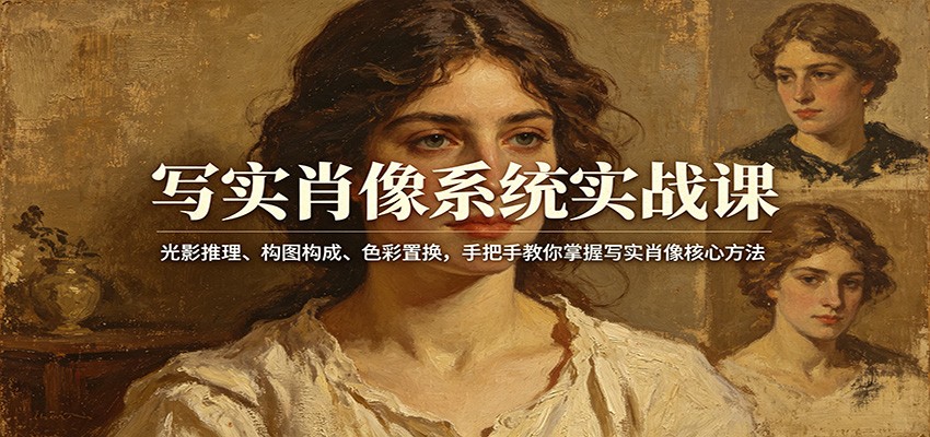 写实肖像系统实战课：光影推理、构图构成、色彩置换，手把手教你掌握写实肖像核心方法-hl998