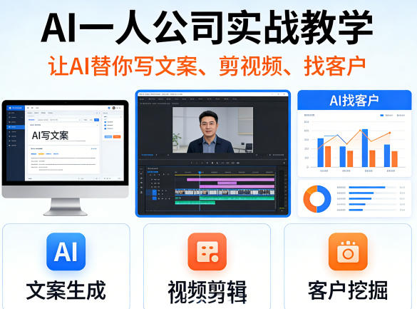 AI一人公司实战教学，让AI替你写文案、剪视频、找客户-hl998