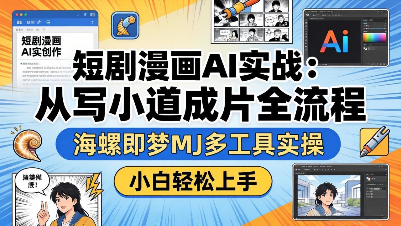 短剧漫画AI实战：从写小说到成片全流程，海螺即梦MJ多工具实操，小白轻松上手-hl998