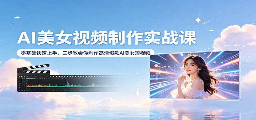AI美女视频制作实战课：零基础快速上手，三步教会你制作高清爆款AI美女短视频-hl998