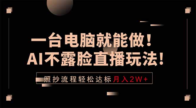 一台电脑就能做！AI不露脸直播玩法，照抄流程轻松达标月入2W+-hl998