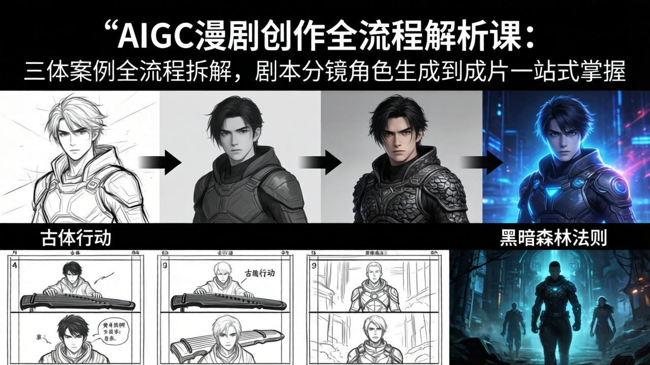 AIGC漫剧创作全流程解析课：三体案例全流程拆解，剧本分镜角色生成到成片一站式掌握-hl998