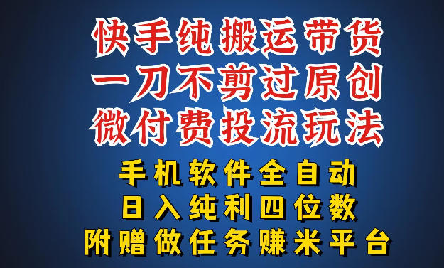 最新黑科技快手搬运带货方法，手机就能操作，轻松带你日入四位数【揭秘】-hl998