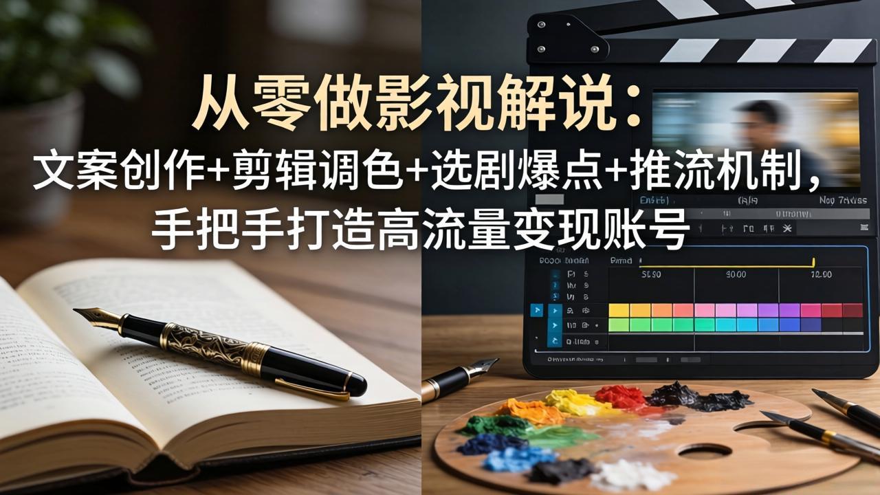 从零做影视解说：文案创作+剪辑调色+选剧爆点+推流机制，手把手打造高流量变现账号-hl998