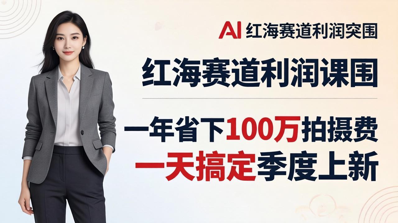 服装老板AI模特图课：一年省下100万拍摄费，一天搞定季度上新，红海赛道利润突围-hl998