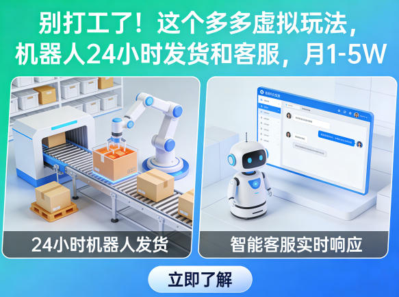 别打工了！这个多多虚拟玩法，机器人24小时发货和客服，月1-5W【揭秘】-hl998