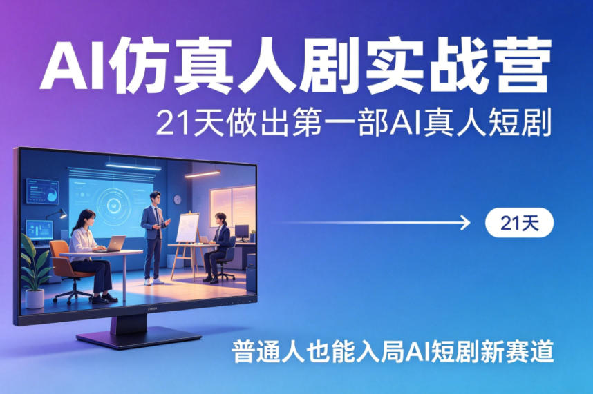 AI仿真人剧实战营，21天做出第一部AI真人短剧，普通人也能入局AI短剧新赛道-hl998