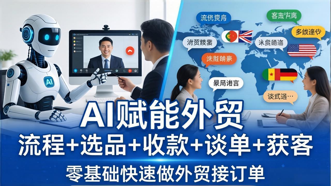 外贸+AI实战课：流程+选品+收款+谈单+获客，零基础快速做外贸接订单-hl998