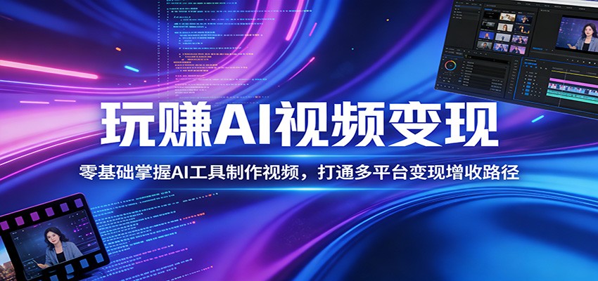 玩赚AI视频变现，零基础掌握AI具制作视频，打通多平台变现增收路径-hl998