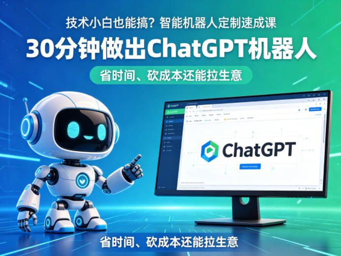 技术小白也能搞？智能机器人定制速成课，30分钟做出ChatGPT机器人，省时间、砍成本还能拉生意-hl998