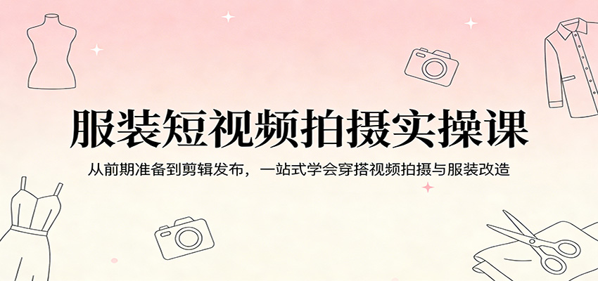 服装短视频拍摄实操课：从前期准备到剪辑发布，一站式学会穿搭视频拍摄与服装改造-hl998