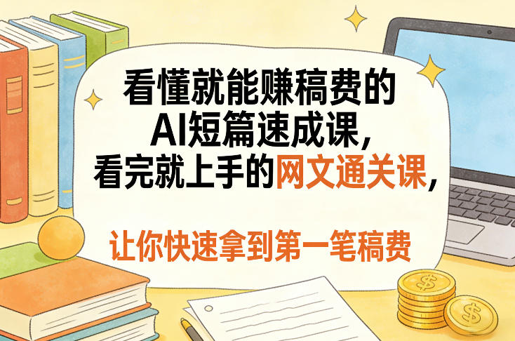 看懂就能賺稿费的AI短篇速成课，看完就上手的网文通关课，让你快速拿到第一笔稿费(更新5月)-hl998