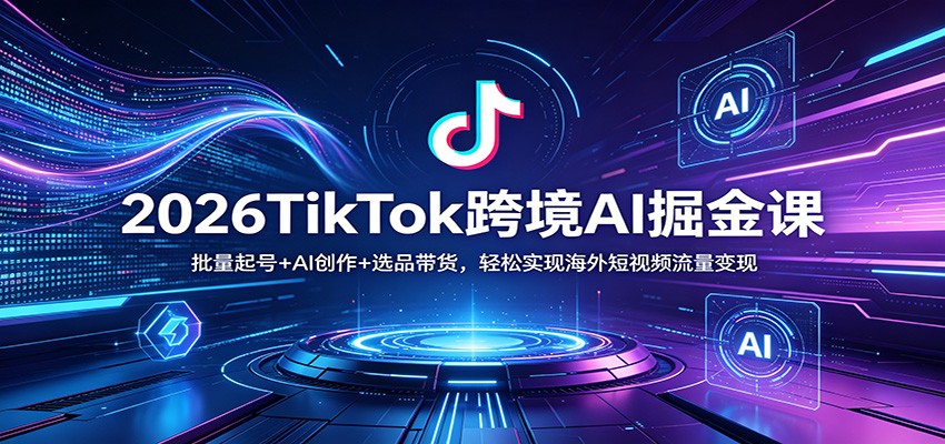 2026TikTok跨境AI掘金课：批量起号+AI创作+选品带货，轻松实现海外短视频流量变现-hl998