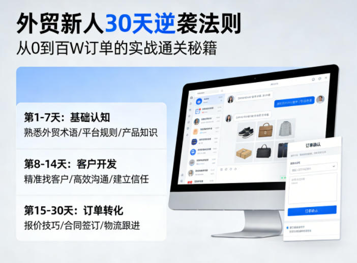 外贸新人30天逆袭法则，教你从0到百W订单的实战通关秘籍-hl998
