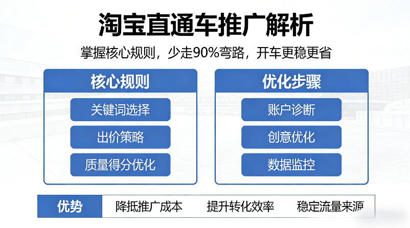 淘宝直通车推广解析，掌握核心规则，少走90%弯路，开车更稳更省-hl998