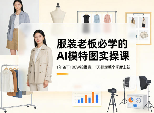 服装老板必学的AI模特图实操课，1年省下100W拍摄费，1天搞定整个季度上新-hl998