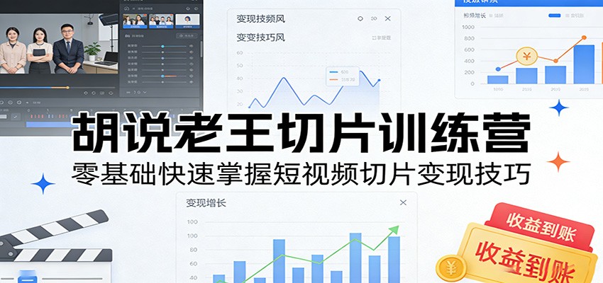 胡说老王切片训练营，零基础快速掌握短视频切片变现技巧-hl998