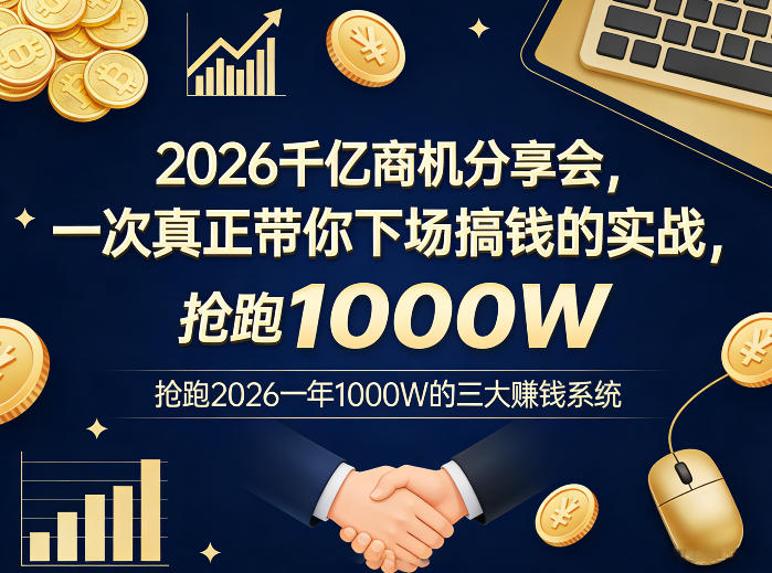 2026千亿商机分享会，一次真正带你下场搞钱的实战，抢跑2026一年1000W的三大賺钱系统-hl998