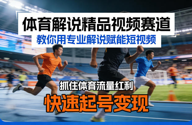 体育解说精品视频赛道，教你用专业解说赋能短视频，抓住体育流量红利，快速起号变现-hl998