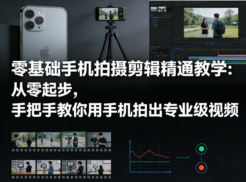 零基础手机拍摄剪辑精通教学：从零起步，手把手教你用手机拍出专业级视频-hl998