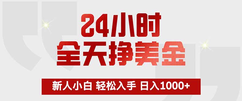 24小时全天挣美金，新人小白轻松入手，长期稳定，日入1000+-hl998
