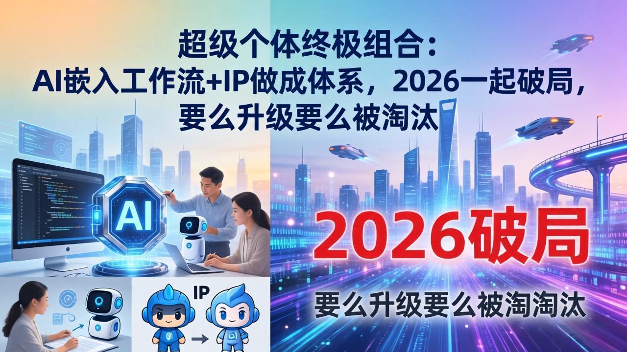 超级个体终极组合：AI嵌入工作流+IP做成体系，2026一起破局，要么升级要么被淘汰-hl998