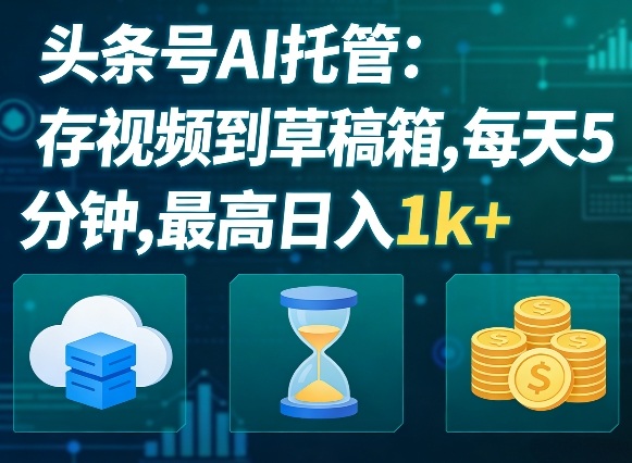 头条号AI托管，我存视频到你草稿箱，每天5分钟，最高日入1k+【揭秘】-hl998