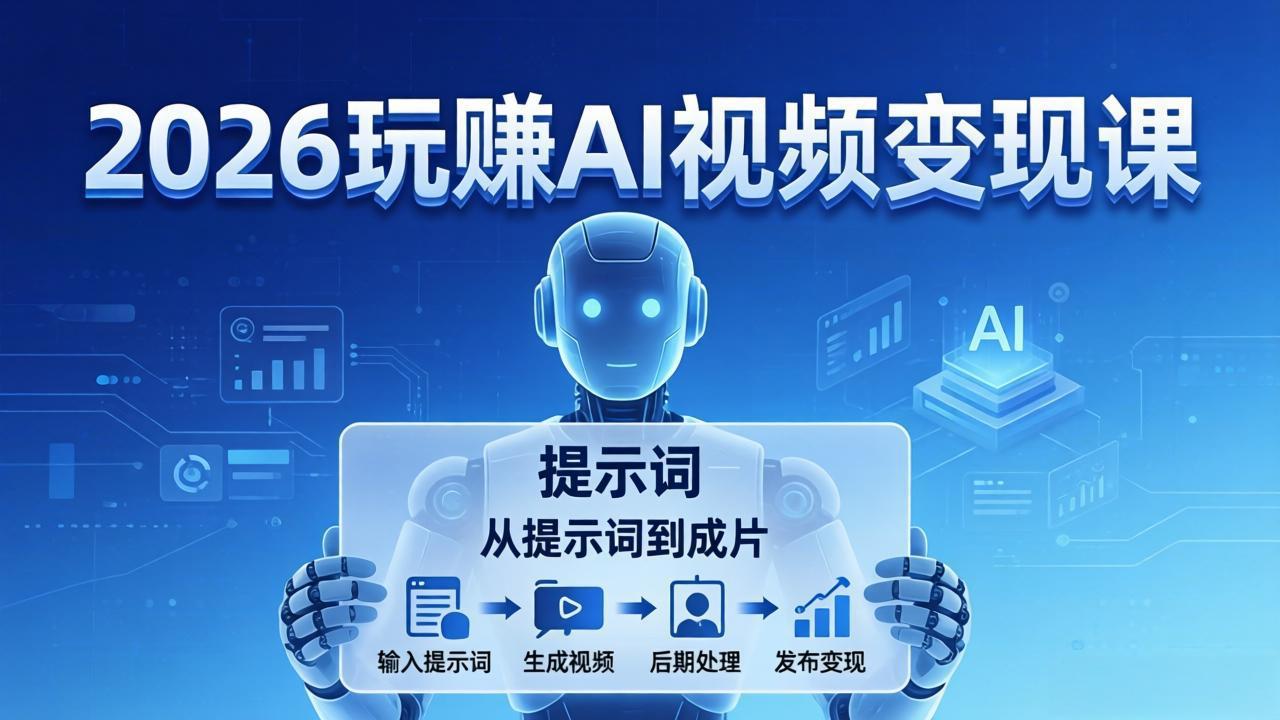 2026玩赚AI视频变现课：掌握 AI 视频全流程技能，从提示词到成片高效产出-hl998