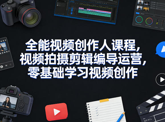 全能视频创作人课程，视频拍摄剪辑编导运营，零基础学习视频创作(更新2026年3月)-hl998