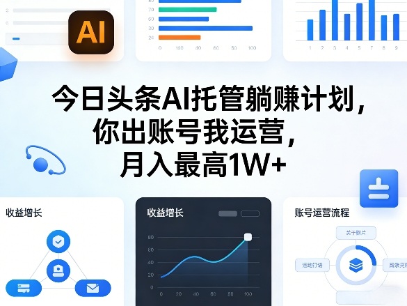 今日头条AI托管躺賺计划，你出账号我运营，月入最高1W+【揭秘】-hl998