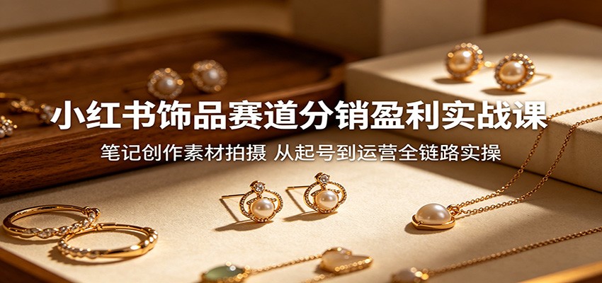 小红书饰品赛道分销盈利实战课：笔记创作素材拍摄，从起号到运营全链路实操-hl998