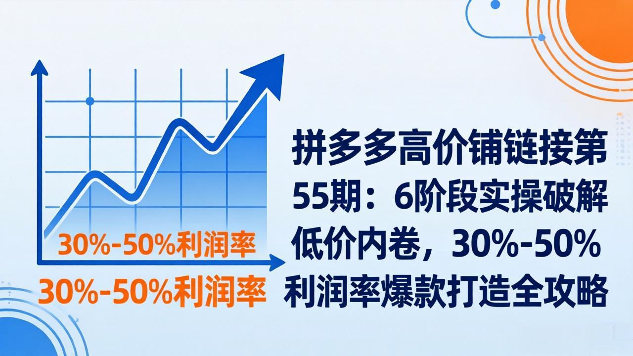 拼多多高价铺链接第55期：6阶段实操破解低价内卷，30%-50%利润率爆款打造全攻略-hl998