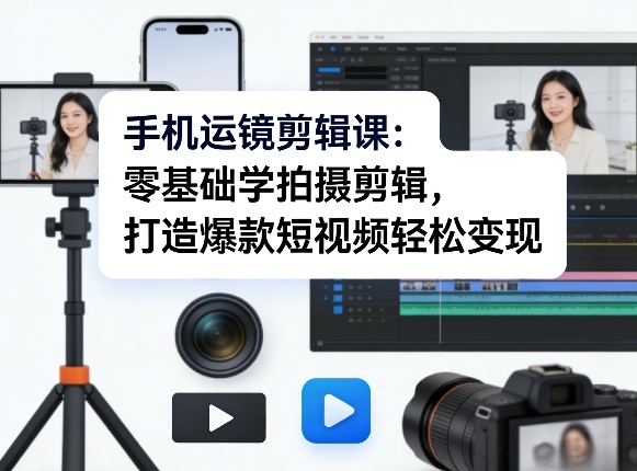 手机运镜剪辑课：零基础学拍摄剪辑，打造爆款短视频轻松变现-hl998