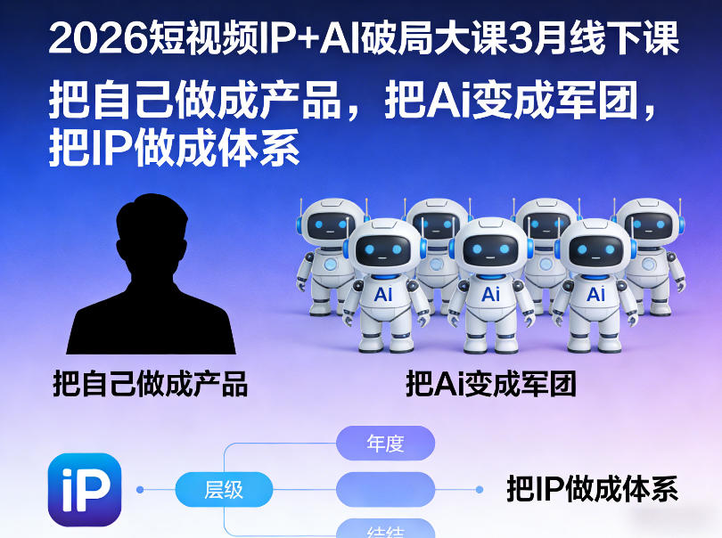 2026短视频IP+AI破局大课3月线下课，把自己做成产品，把Ai变成军团，把IP做成体系-hl998
