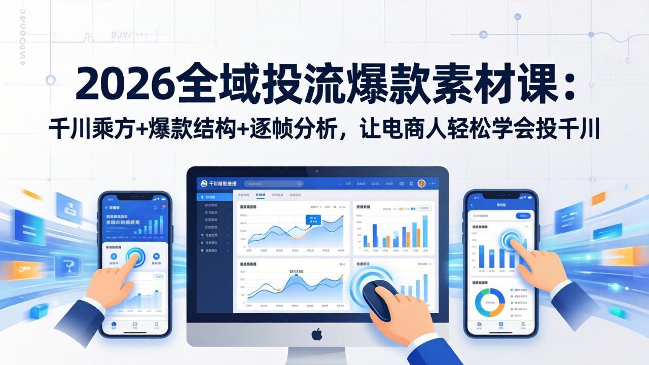 2026全域投流爆款素材课：千川乘方+爆款结构+逐帧分析，让电商人轻松学会投千川-hl998