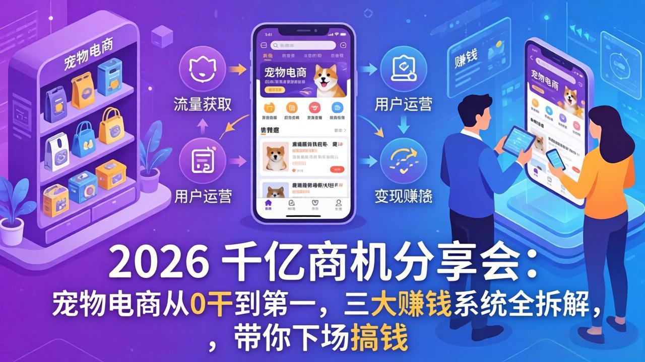 2026 千亿商机分享会：宠物电商从0干到第一，三大赚钱系统全拆解，带你下场搞钱-hl998