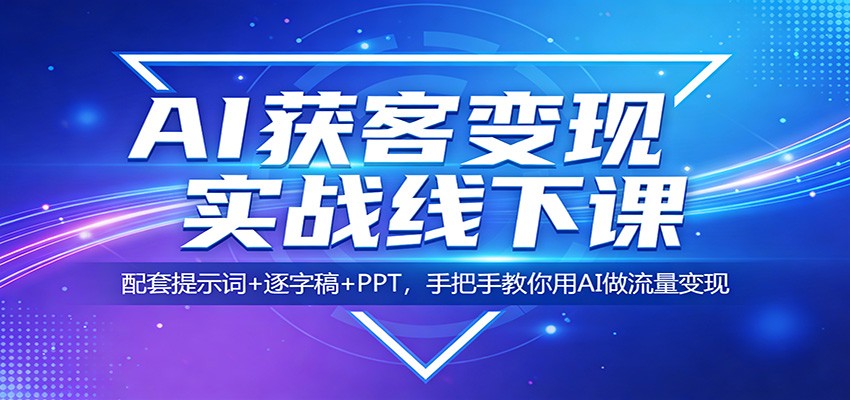 AI获客变现实战线下课：配套提示词+逐字稿+PPT，手把手教你用AI做流量变现-hl998