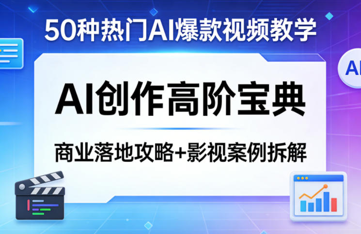 50种热门AI爆款视频教学，AI创作高阶宝典，商业落地攻略+影视案例拆解-hl998