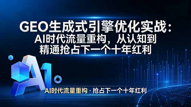 GEO 生成式引擎优化实战：AI时代流量重构，从认知到精通抢占下一个十年红利-hl998