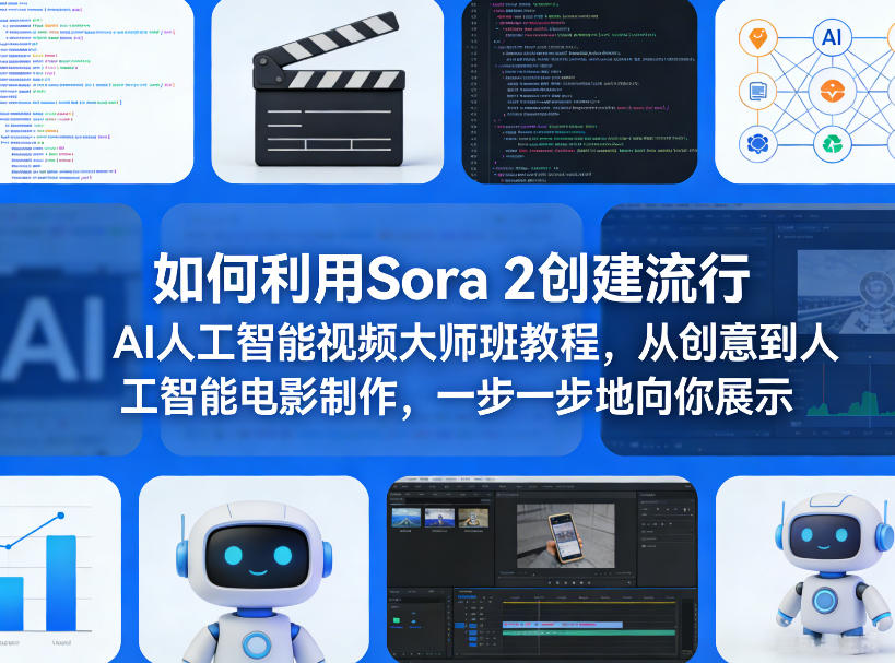 如何利用Sora 2创建流行AI人工智能视频大师班教程，从创意到人工智能电影制作，一步一步地向你展示-hl998