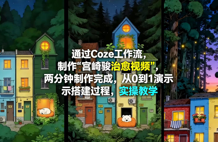 通过Coze工作流制作《宫崎骏治愈视频》，两分钟制作完成，从0到1演示搭建过程，实操教学-hl998