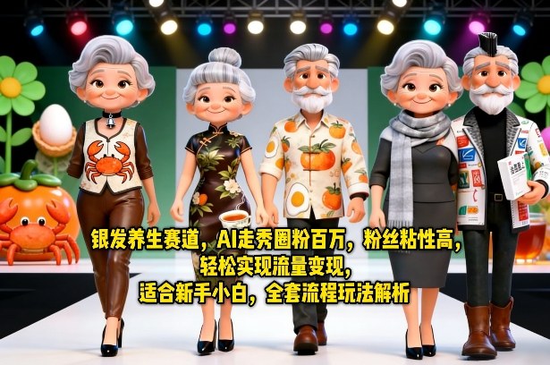 银发养生赛道，AI走秀圈粉百万，粉丝粘性高，轻松实现流量变现，适合新手小白，全套流程玩法解析-hl998