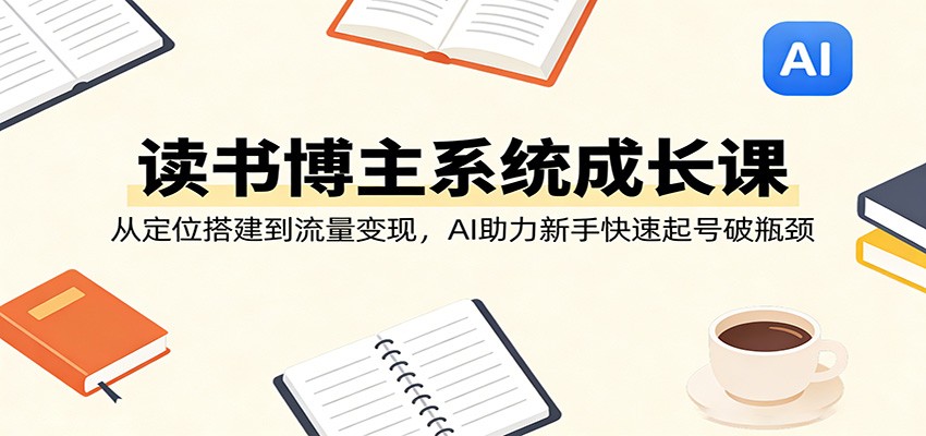 读书博主系统成长课：从定位搭建到流量变现，AI助力新手快速起号破瓶颈-hl998