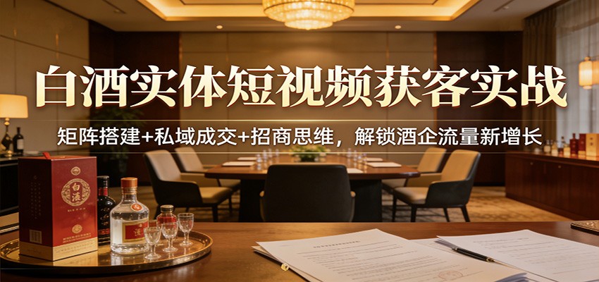 白酒实体短视频获客实战：矩阵搭建+私域成交+招商思维，解锁酒企流量新增长-hl998