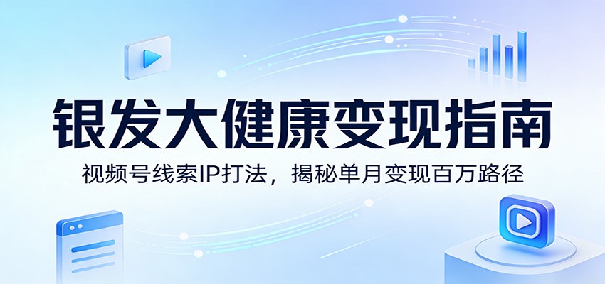 银发大健康变现指南：视频号线索IP打法，揭秘单月变现百万路径-hl998