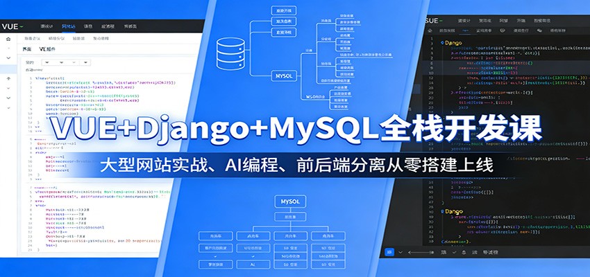 VUE+Django+MySQL全栈开发课：大型网站实战、AI编程、前后端分离从零搭建上线-hl998